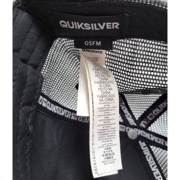 Quiksilver Black Gray Mesh Trucker Hat Abstract Print Adjustable Snapback OSFM - Picture 8 of 9